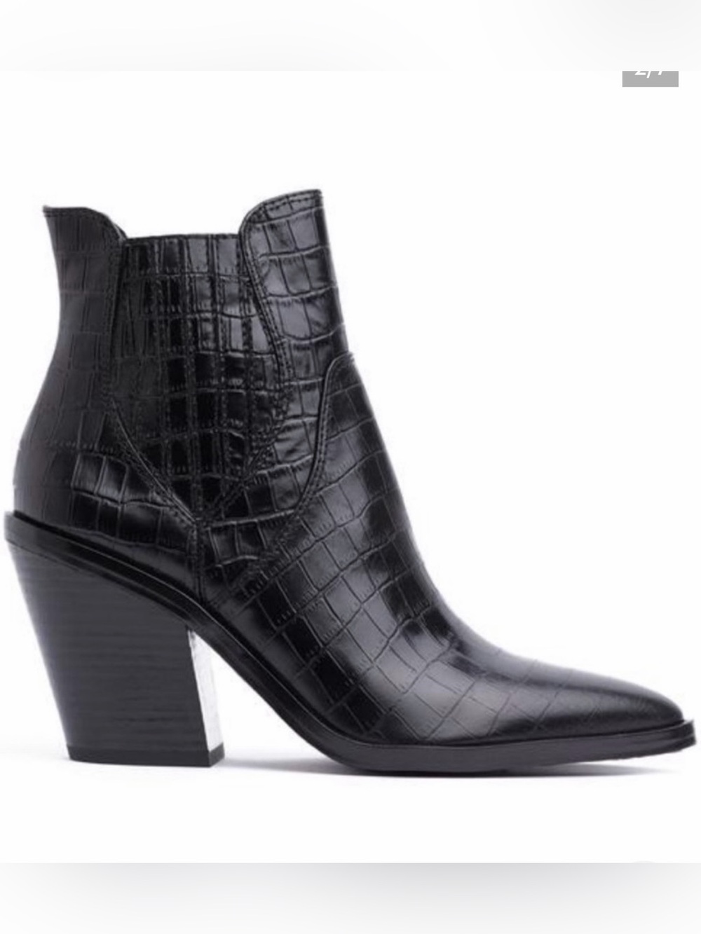 Rebecca Minkoff Sabana Too Black Croc Leather Booties Boots